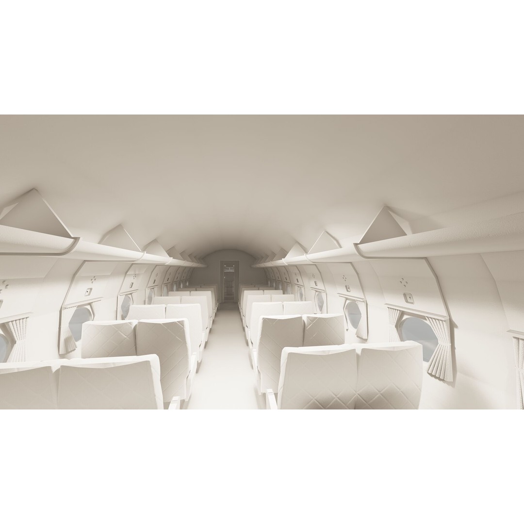 Douglas DC-3 and DC-4 3D Model – High Poly Aircraft with Interior, FBX/OBJ - View 45
