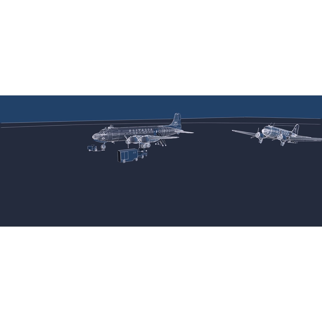 Douglas DC-3 and DC-4 3D Model – High Poly Aircraft with Interior, FBX/OBJ - View 47