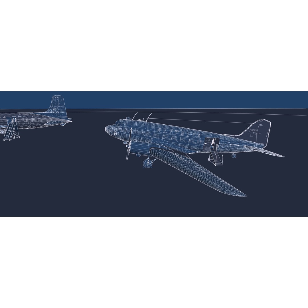 Douglas DC-3 and DC-4 3D Model – High Poly Aircraft with Interior, FBX/OBJ - View 49