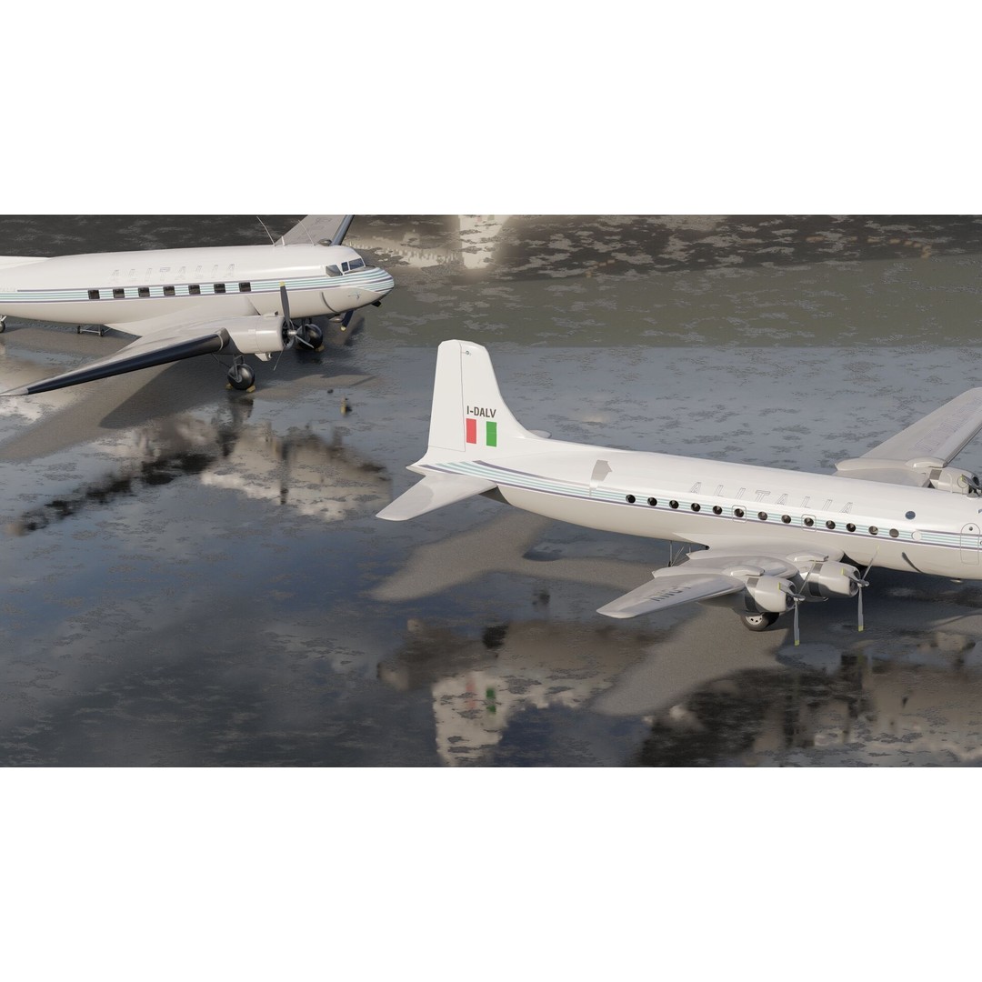 Douglas DC-3 and DC-4 3D Model – High Poly Aircraft with Interior, FBX/OBJ - View 5