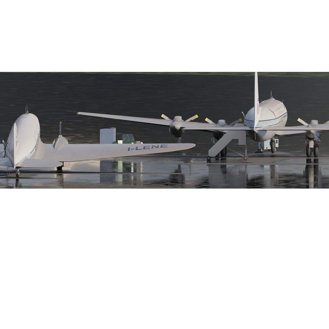 Douglas DC-3 and DC-4 3D Model – High Poly Aircraft with Interior, FBX/OBJ - View 6