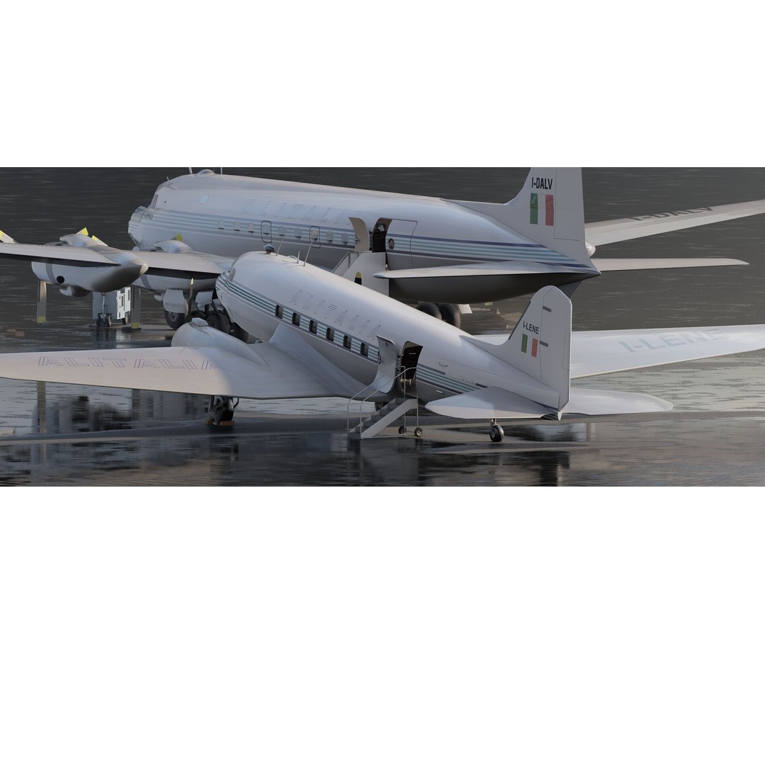 Douglas DC-3 and DC-4 3D Model – High Poly Aircraft with Interior, FBX/OBJ - View 7