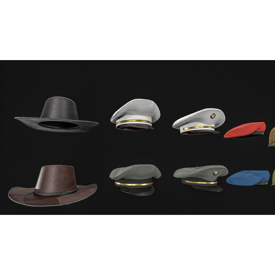 Army Officer Service Cap 3D Model – Low Poly PBR Game Asset, FBX - View 10