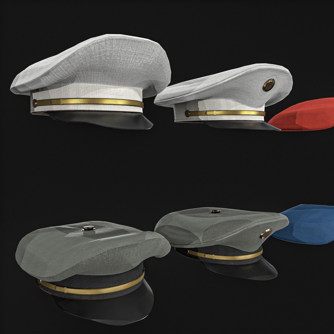 Army Officer Service Cap 3D Model – Low Poly PBR Game Asset, FBX - View 12