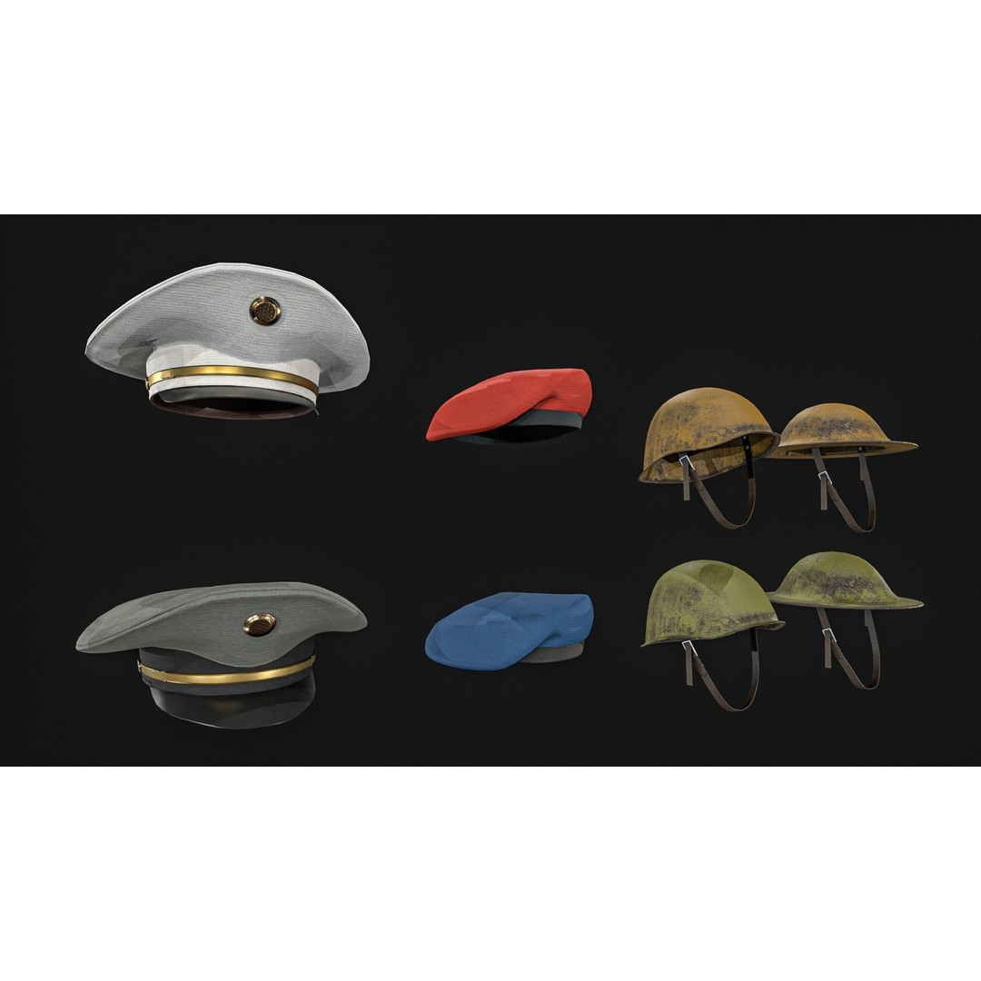 Army Officer Service Cap 3D Model – Low Poly PBR Game Asset, FBX - View 14