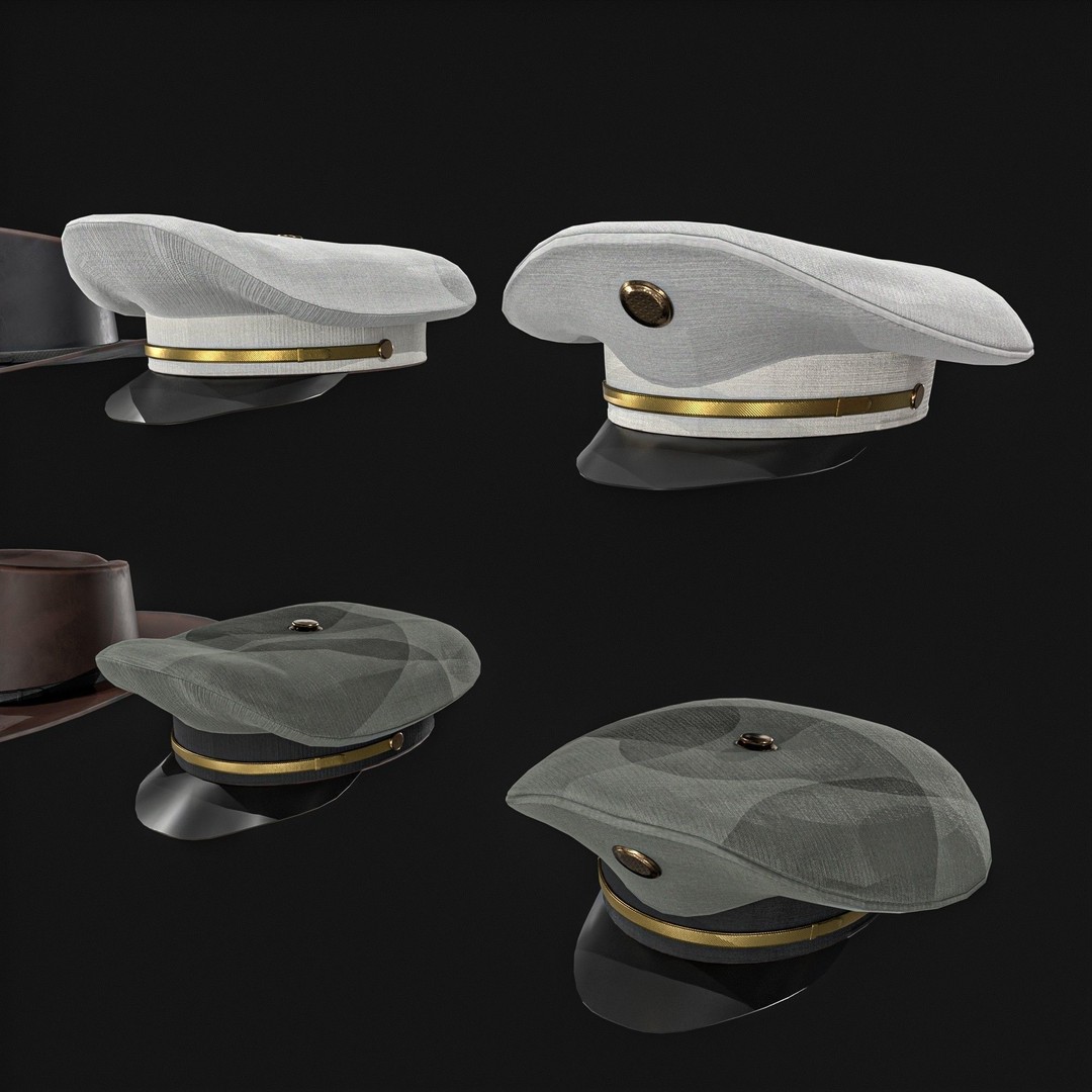 Army Officer Service Cap 3D Model – Low Poly PBR Game Asset, FBX - View 15