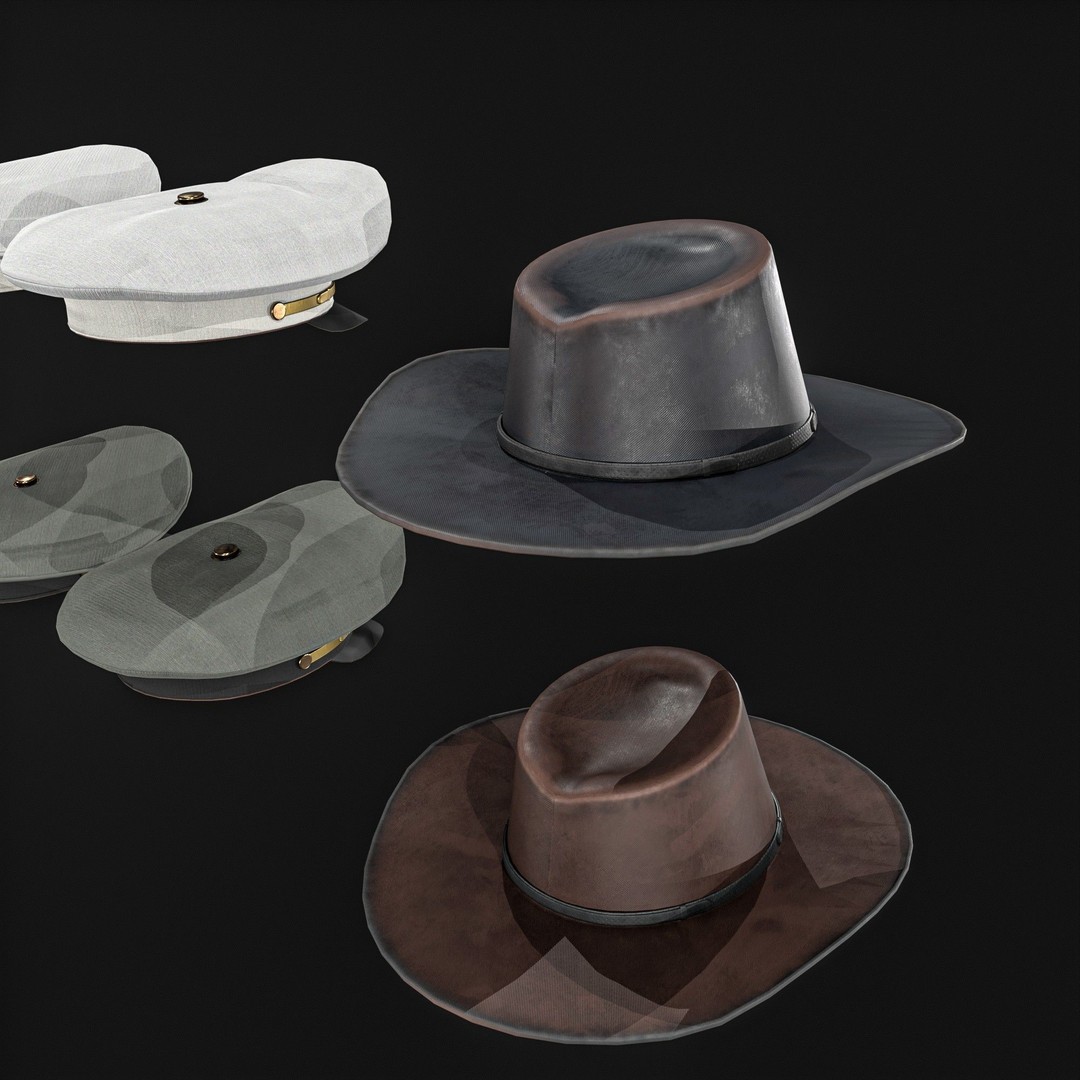 Army Officer Service Cap 3D Model – Low Poly PBR Game Asset, FBX - View 17