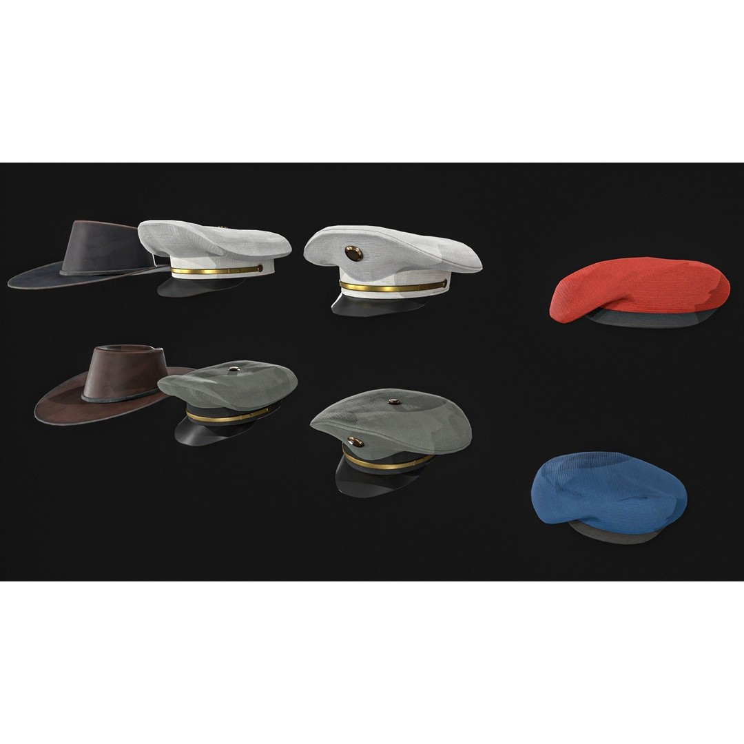 Army Officer Service Cap 3D Model – Low Poly PBR Game Asset, FBX - View 18