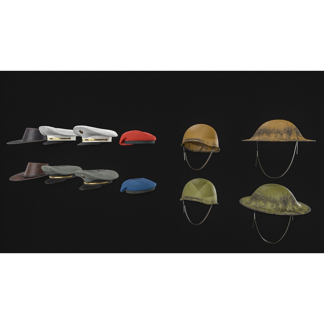 Army Officer Service Cap 3D Model – Low Poly PBR Game Asset, FBX - View 19