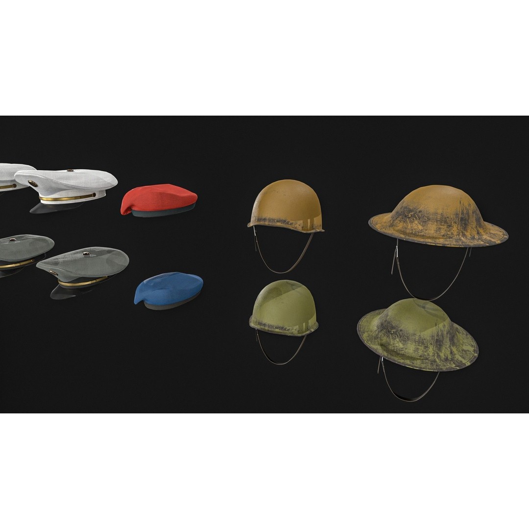 Army Officer Service Cap 3D Model – Low Poly PBR Game Asset, FBX - View 20