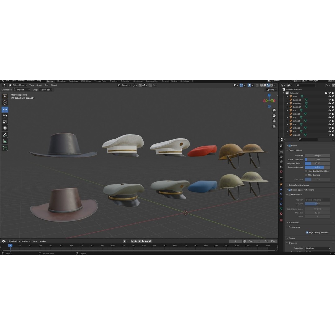 Army Officer Service Cap 3D Model – Low Poly PBR Game Asset, FBX - View 22