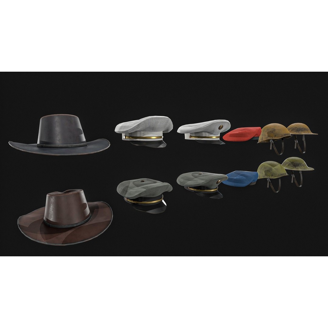 Army Officer Service Cap 3D Model – Low Poly PBR Game Asset, FBX - View 3