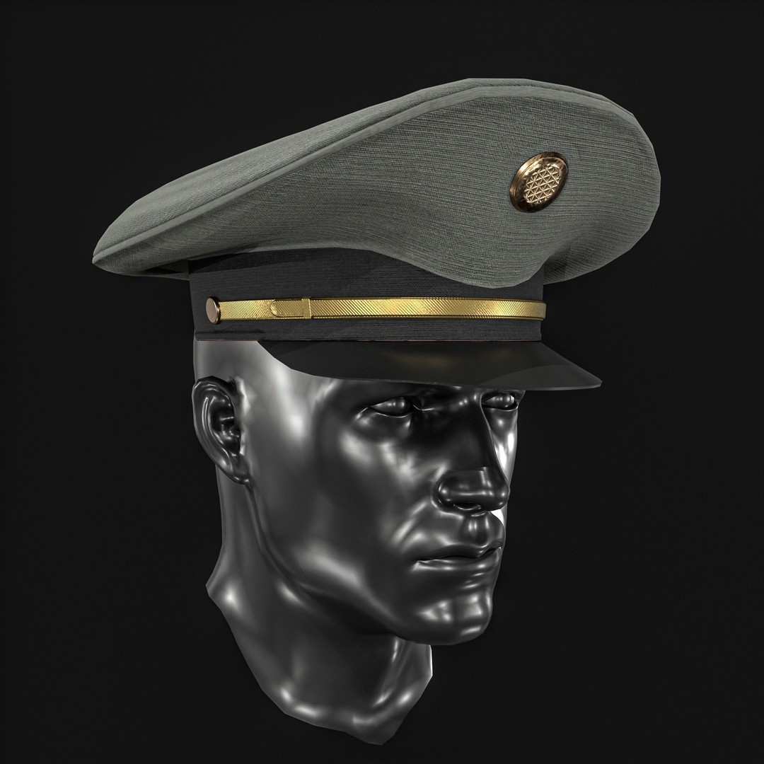 Army Officer Service Cap 3D Model – Low Poly PBR Game Asset, FBX - View 5