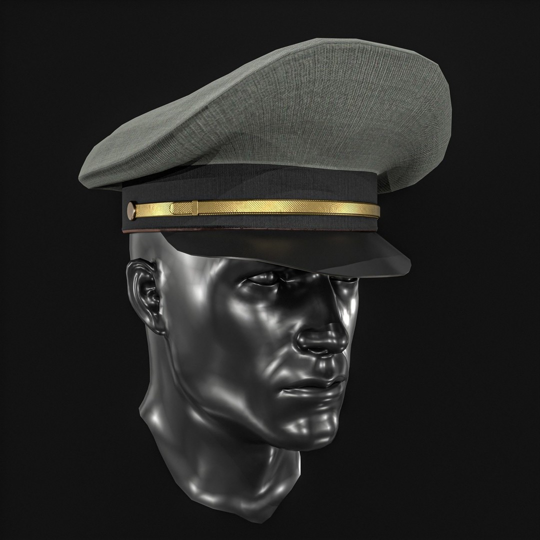 Army Officer Service Cap 3D Model – Low Poly PBR Game Asset, FBX - View 8