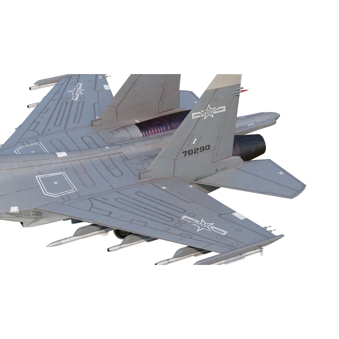 Chinese Shenyang J-16 Fighter 3D Model – Low Poly PBR Game Asset, FBX - View 10