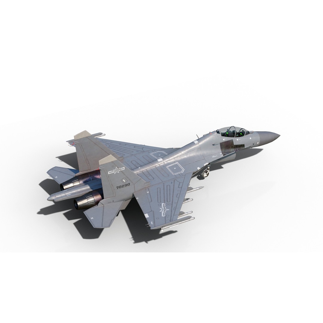 Chinese Shenyang J-16 Fighter 3D Model – Low Poly PBR Game Asset, FBX - View 3