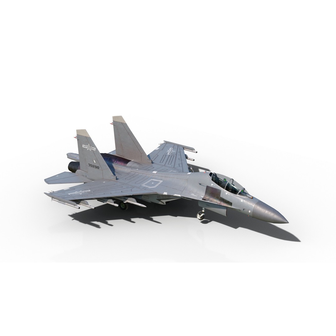 Chinese Shenyang J-16 Fighter 3D Model – Low Poly PBR Game Asset, FBX - View 4