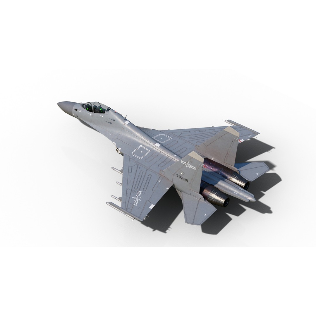 Chinese Shenyang J-16 Fighter 3D Model – Low Poly PBR Game Asset, FBX - View 5