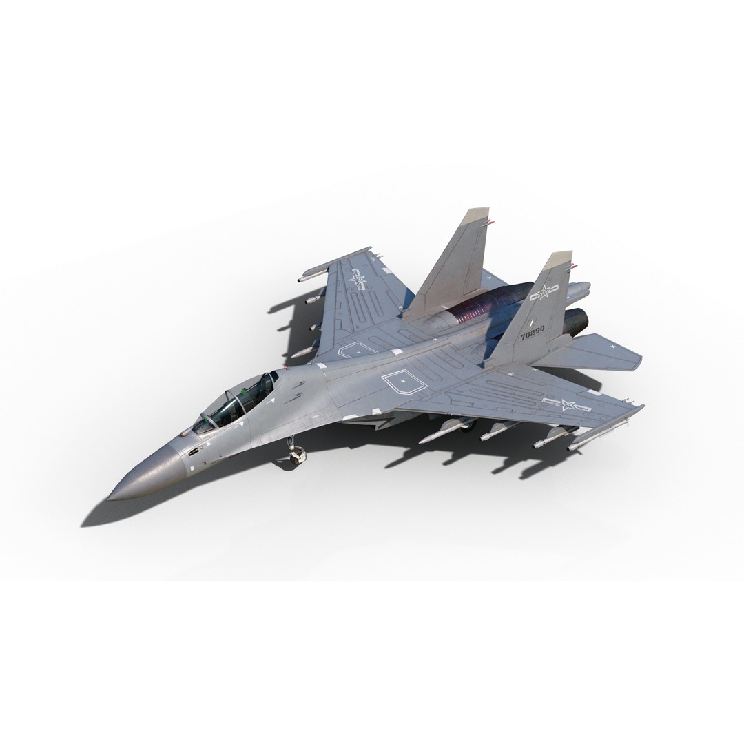 Chinese Shenyang J-16 Fighter 3D Model – Low Poly PBR Game Asset, FBX - View 6