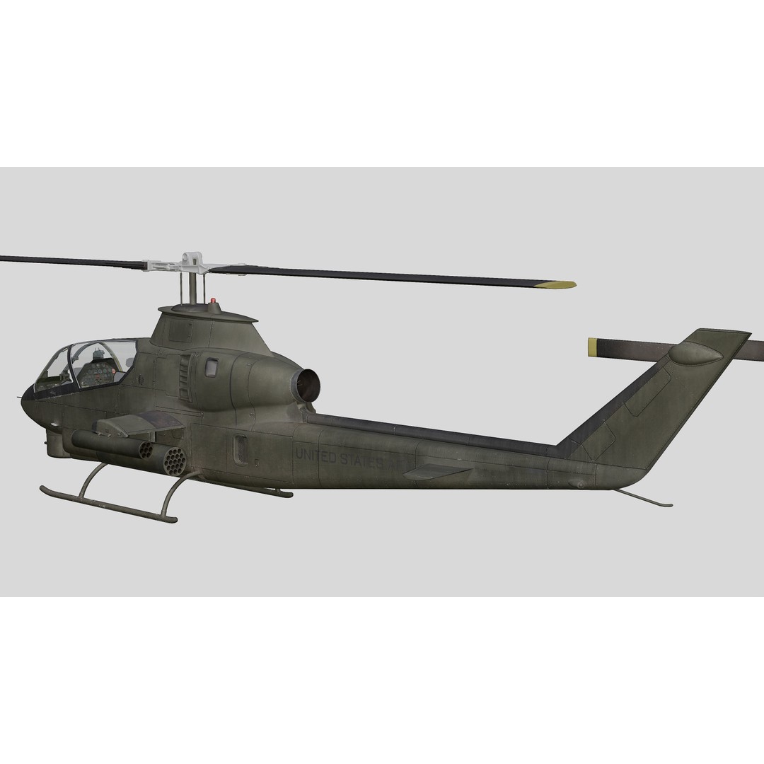 AH-1G Cobra 3D Model – Low Poly Game Ready Helicopter, FBX - View 10
