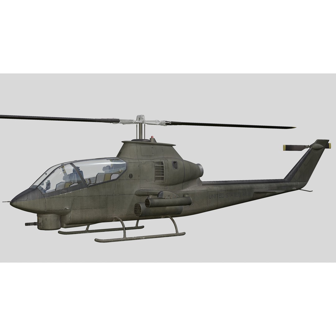 AH-1G Cobra 3D Model – Low Poly Game Ready Helicopter, FBX - View 12