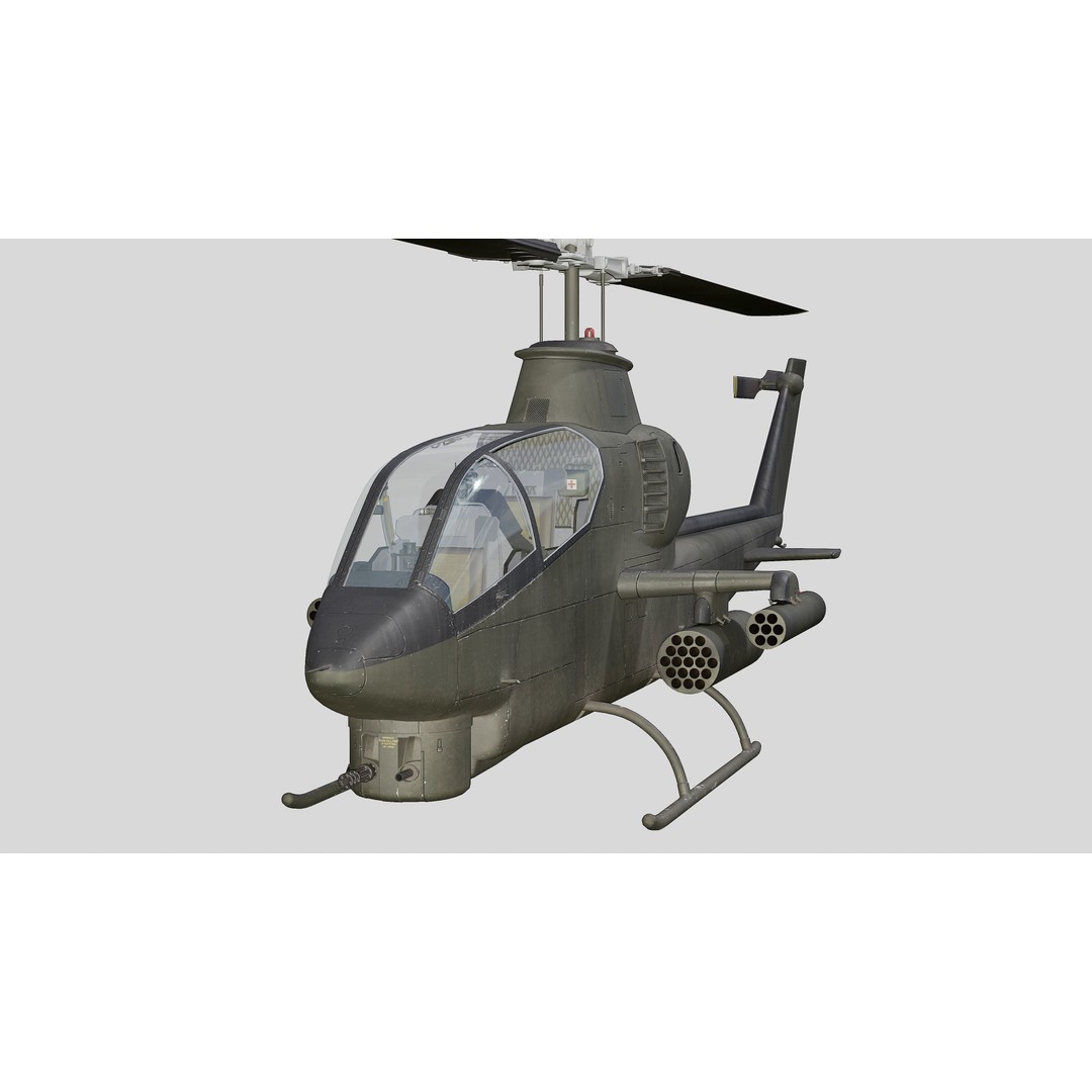 AH-1G Cobra 3D Model – Low Poly Game Ready Helicopter, FBX - View 14