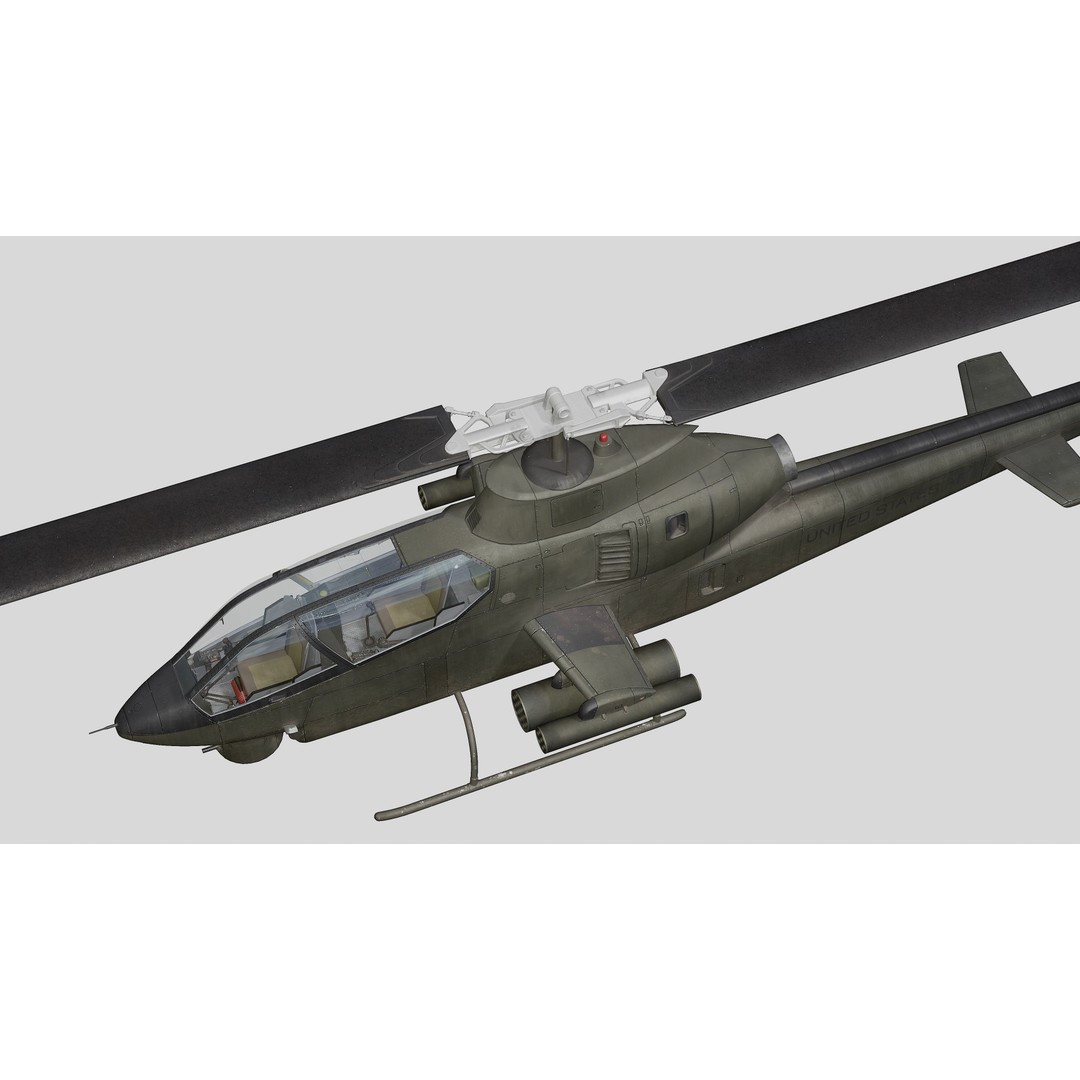 AH-1G Cobra 3D Model – Low Poly Game Ready Helicopter, FBX - View 16