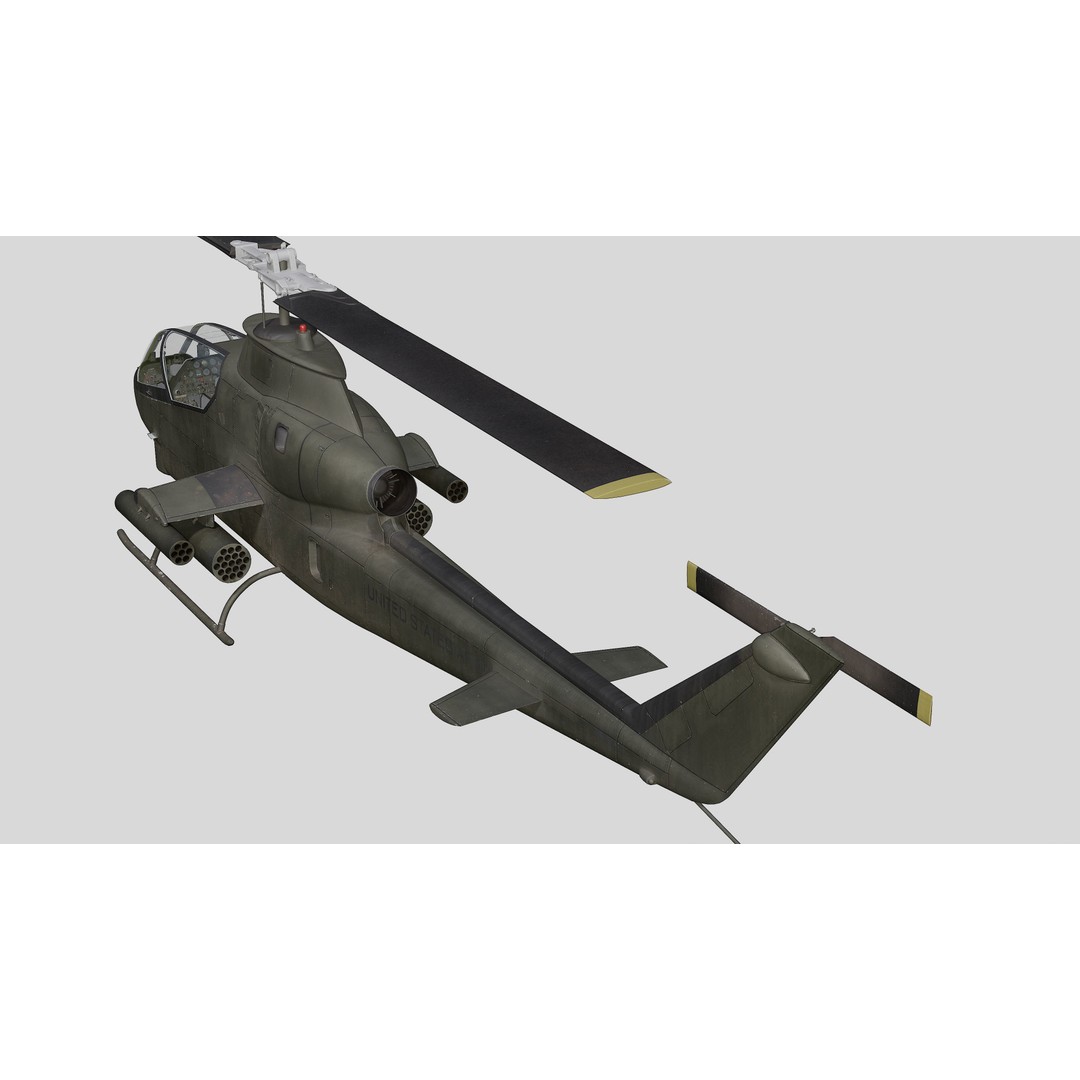 AH-1G Cobra 3D Model – Low Poly Game Ready Helicopter, FBX - View 18