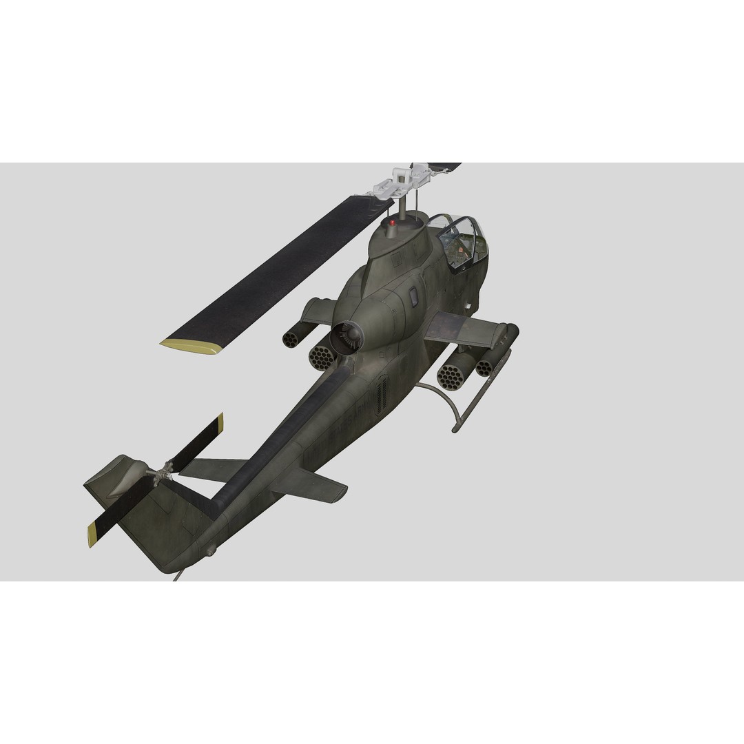 AH-1G Cobra 3D Model – Low Poly Game Ready Helicopter, FBX - View 19