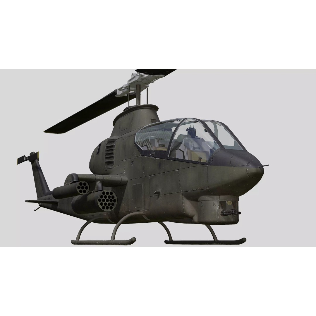 AH-1G Cobra 3D Model – Low Poly Game Ready Helicopter, FBX - View 2