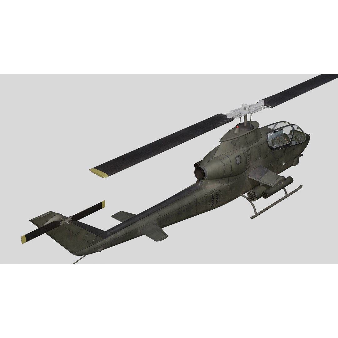 AH-1G Cobra 3D Model – Low Poly Game Ready Helicopter, FBX - View 20