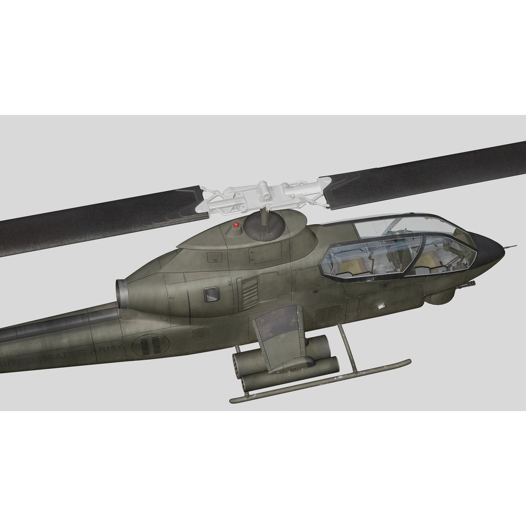AH-1G Cobra 3D Model – Low Poly Game Ready Helicopter, FBX - View 21
