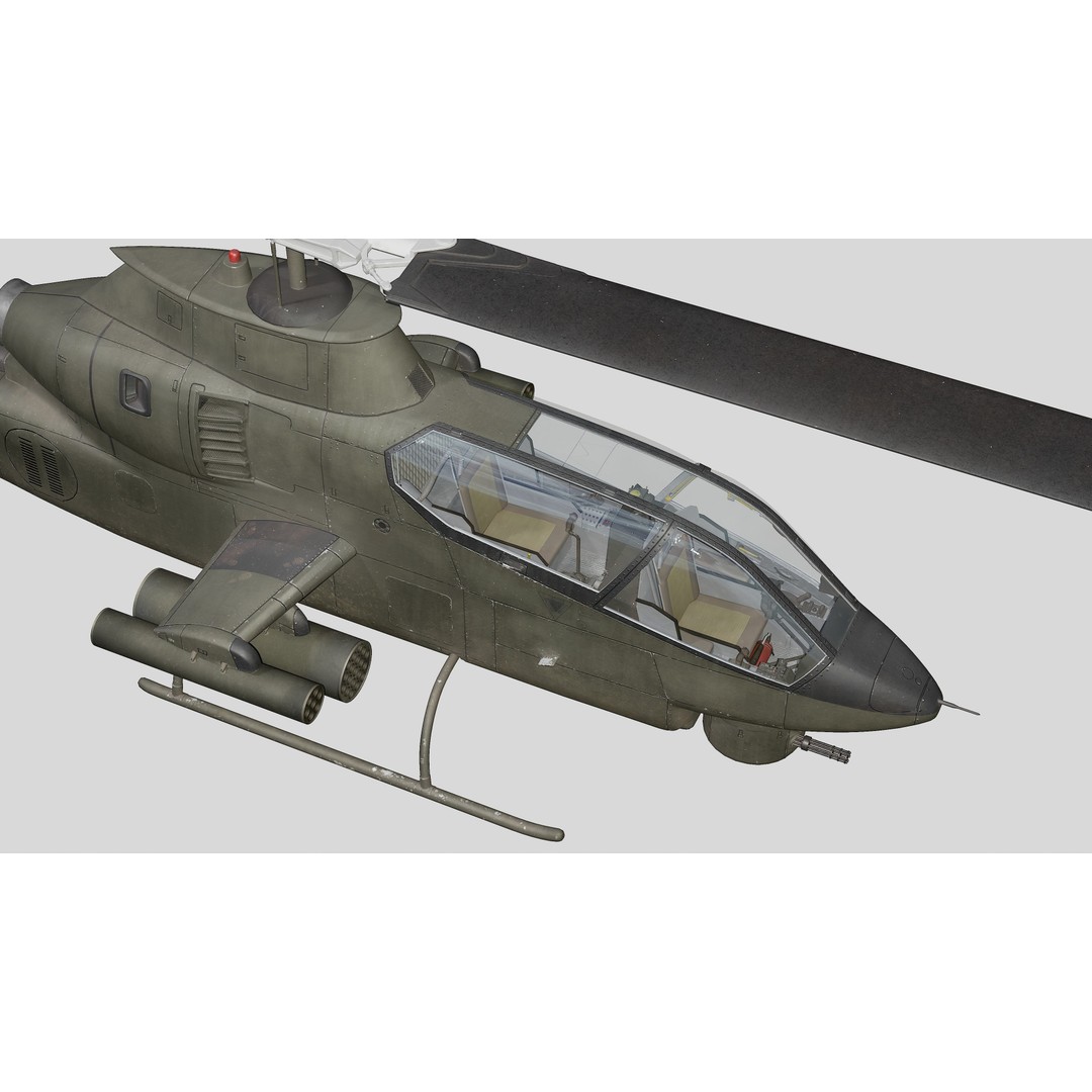 AH-1G Cobra 3D Model – Low Poly Game Ready Helicopter, FBX - View 22