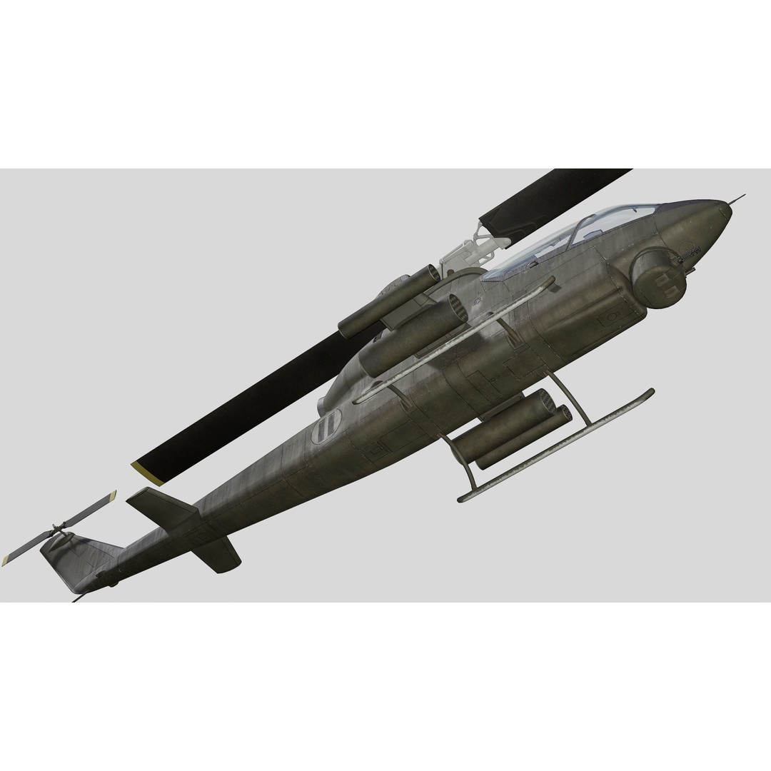 AH-1G Cobra 3D Model – Low Poly Game Ready Helicopter, FBX - View 23