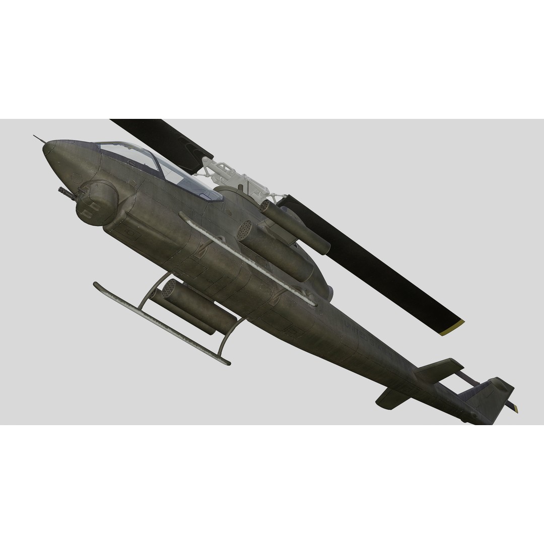 AH-1G Cobra 3D Model – Low Poly Game Ready Helicopter, FBX - View 24