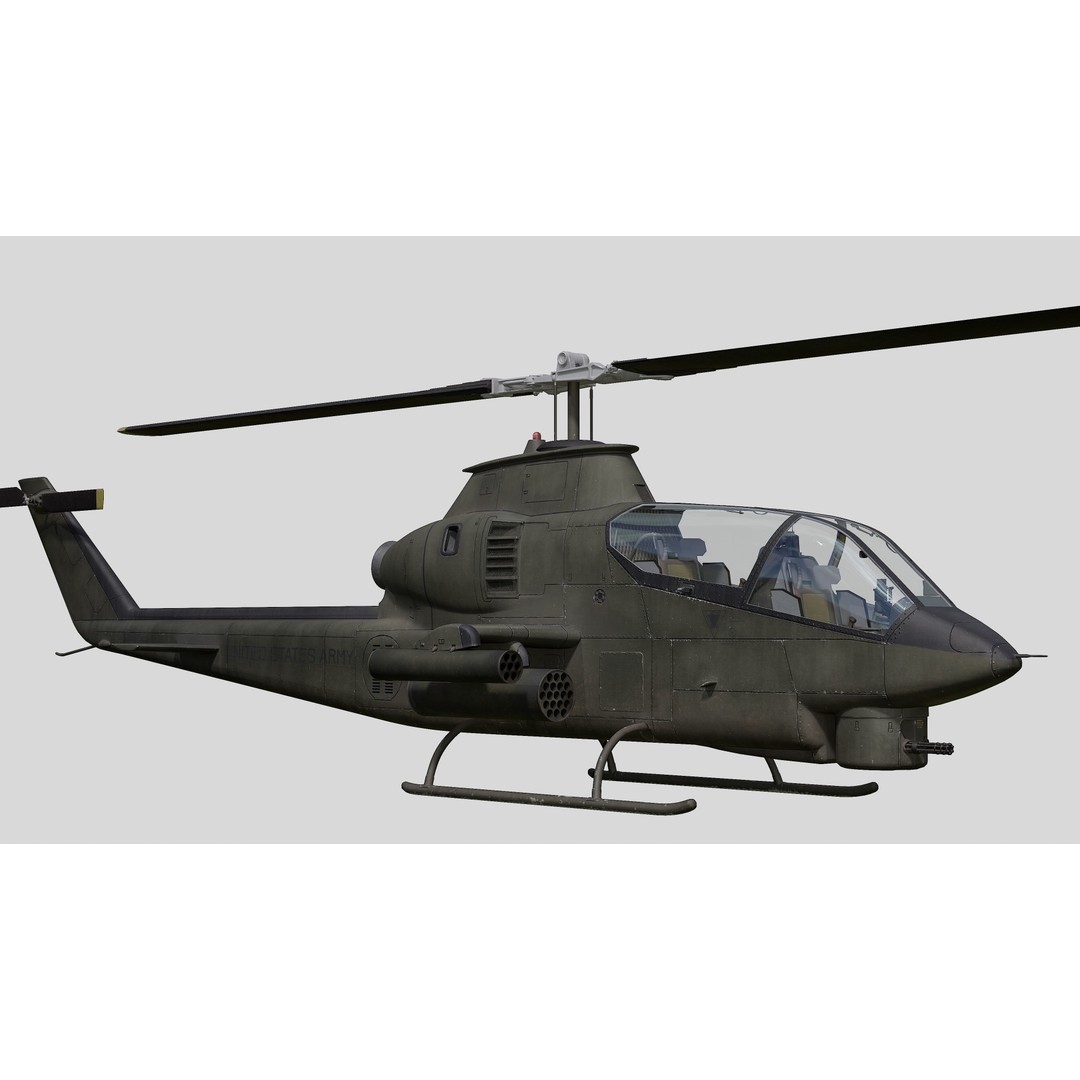 AH-1G Cobra 3D Model – Low Poly Game Ready Helicopter, FBX - View 3