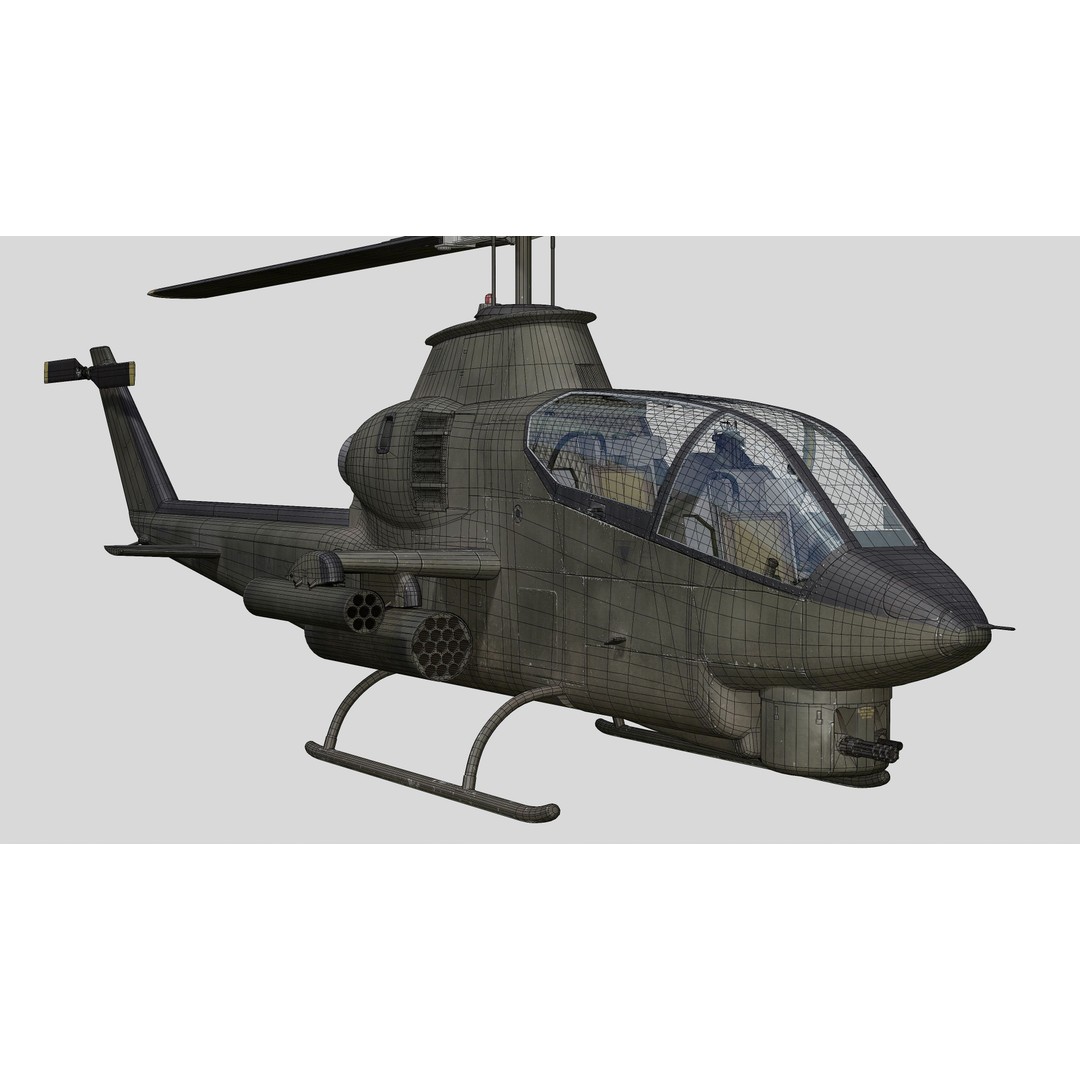 AH-1G Cobra 3D Model – Low Poly Game Ready Helicopter, FBX - View 31