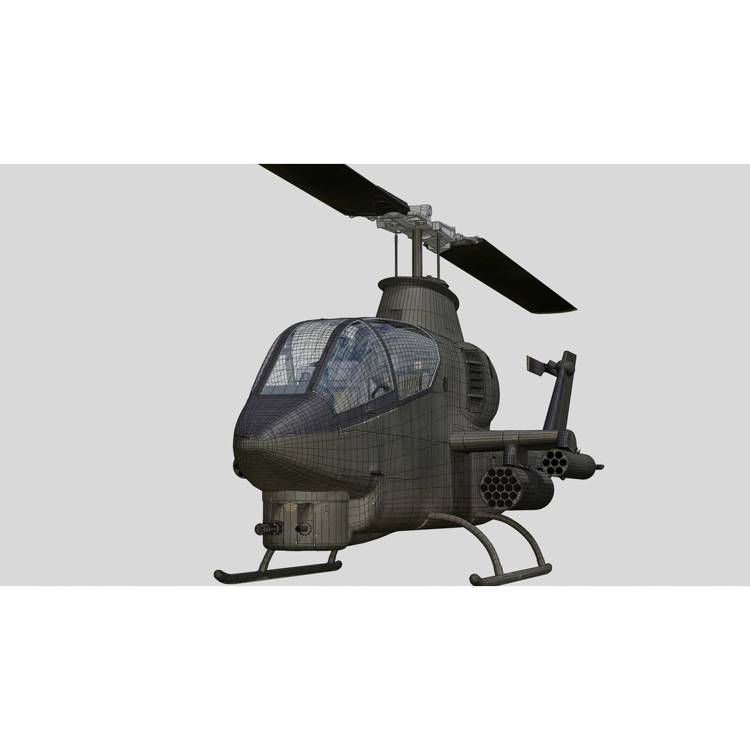 AH-1G Cobra 3D Model – Low Poly Game Ready Helicopter, FBX - View 33