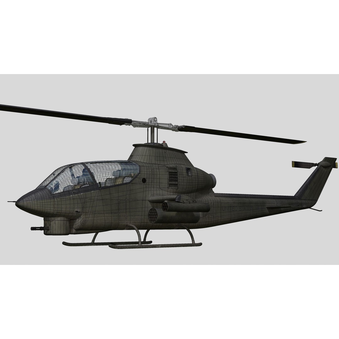 AH-1G Cobra 3D Model – Low Poly Game Ready Helicopter, FBX - View 34