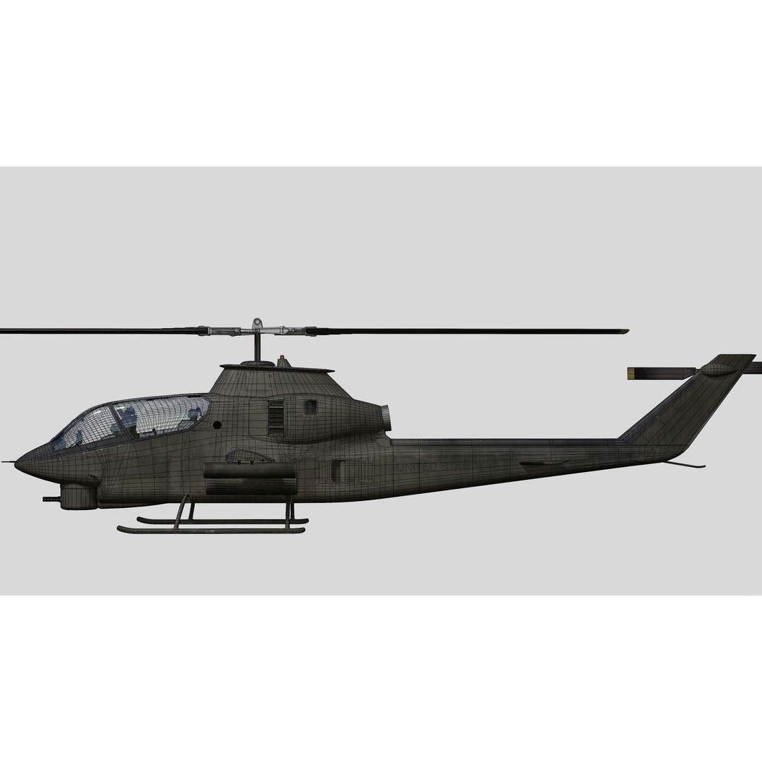 AH-1G Cobra 3D Model – Low Poly Game Ready Helicopter, FBX - View 35