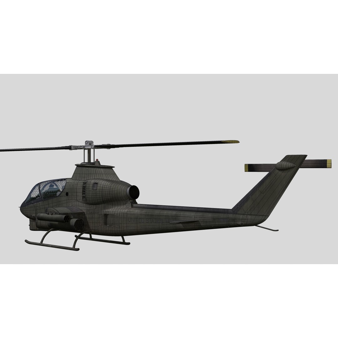 AH-1G Cobra 3D Model – Low Poly Game Ready Helicopter, FBX - View 36
