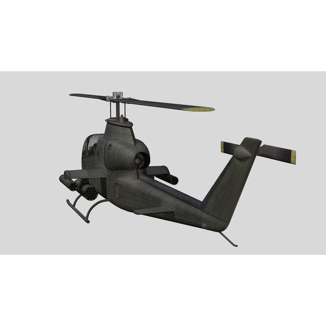 AH-1G Cobra 3D Model – Low Poly Game Ready Helicopter, FBX - View 37