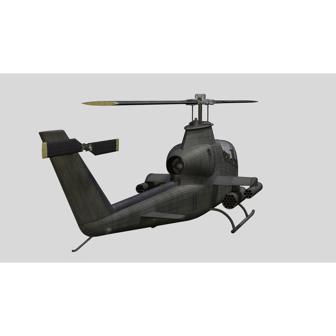 AH-1G Cobra 3D Model – Low Poly Game Ready Helicopter, FBX - View 38