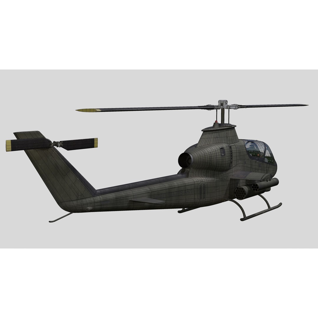 AH-1G Cobra 3D Model – Low Poly Game Ready Helicopter, FBX - View 39