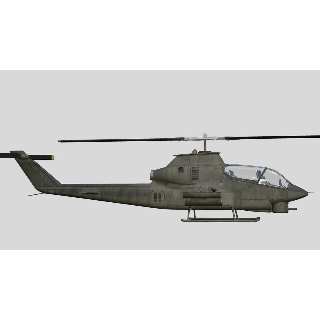 AH-1G Cobra 3D Model – Low Poly Game Ready Helicopter, FBX - View 4