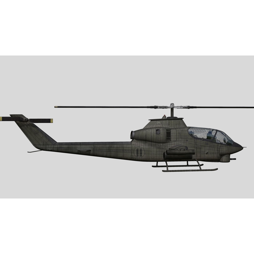 AH-1G Cobra 3D Model – Low Poly Game Ready Helicopter, FBX - View 40