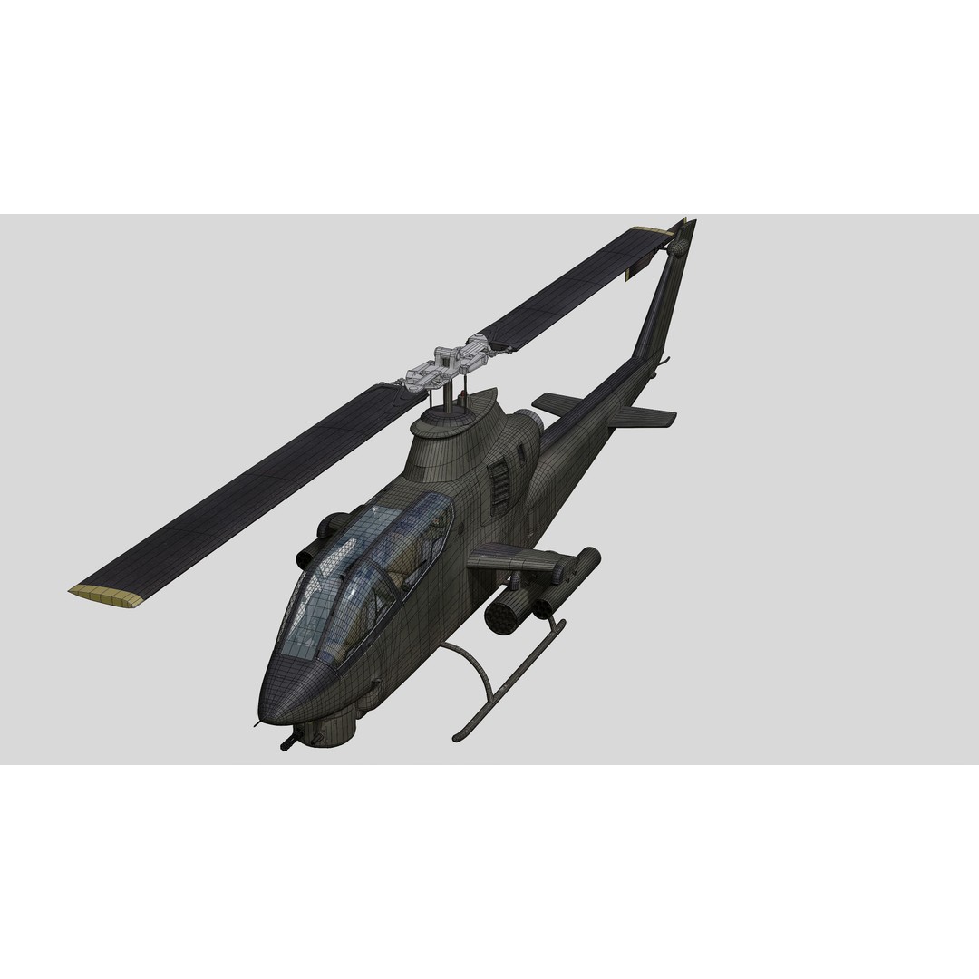 AH-1G Cobra 3D Model – Low Poly Game Ready Helicopter, FBX - View 44