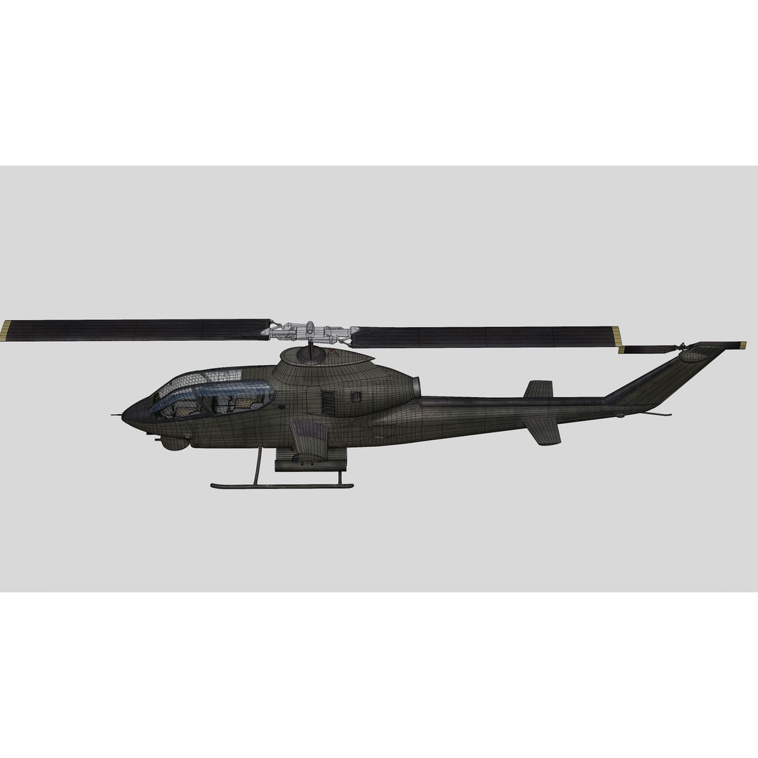 AH-1G Cobra 3D Model – Low Poly Game Ready Helicopter, FBX - View 45