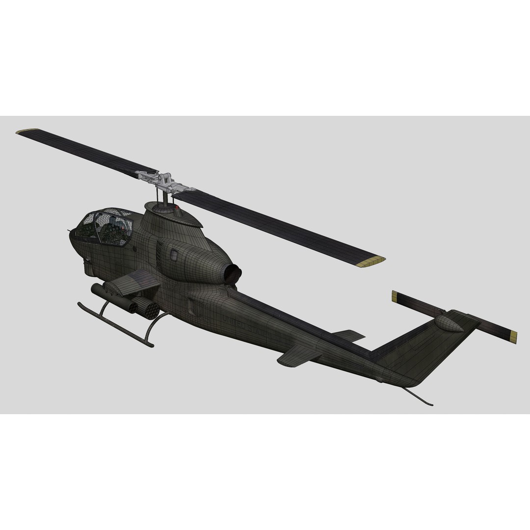 AH-1G Cobra 3D Model – Low Poly Game Ready Helicopter, FBX - View 46