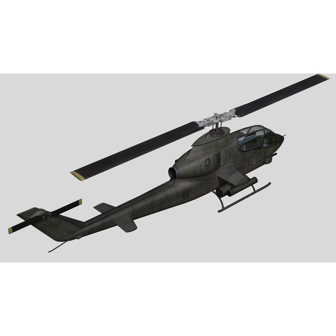 AH-1G Cobra 3D Model – Low Poly Game Ready Helicopter, FBX - View 48